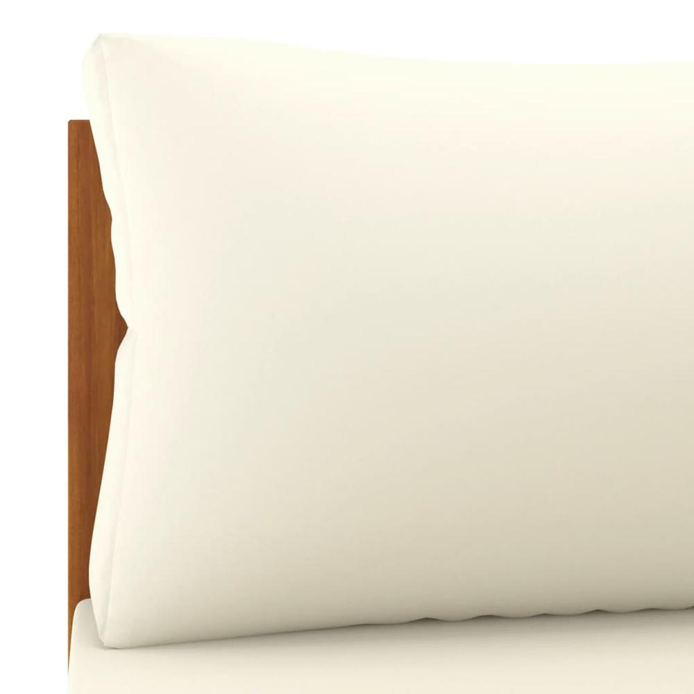 vidaXL Sectional Corner Sofa with Cream White Cushion Acacia Wood. Picture 6