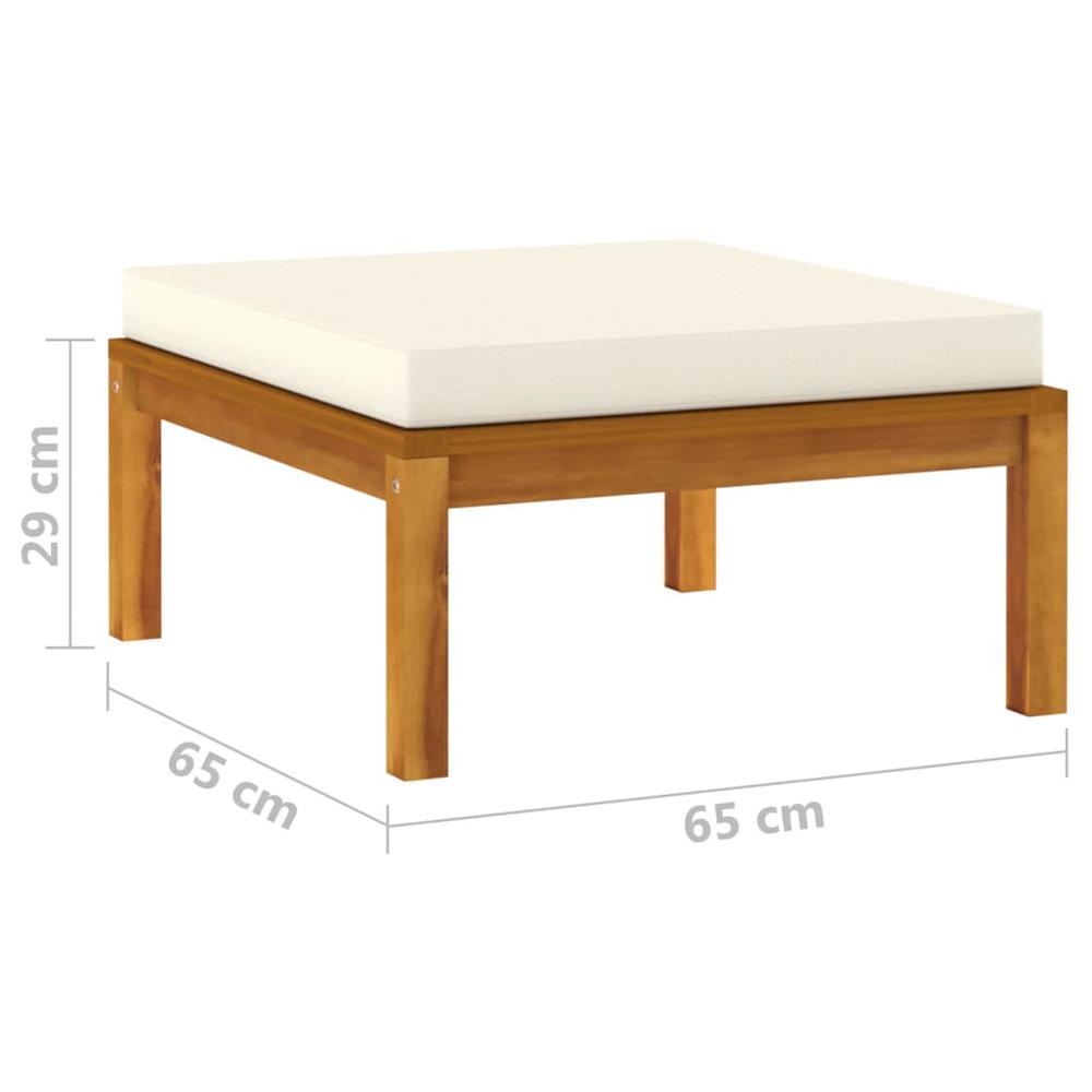 vidaXL Footrest with Cream White Cushion Solid Acacia Wood. Picture 6
