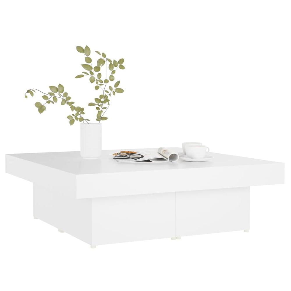 Coffee Table White 35.4"x35.4"x11" Engineered Wood. Picture 2