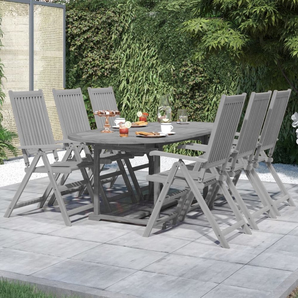 vidaXL 7 Piece Patio Dining Set Solid Wood Acacia, 3079654. Picture 1