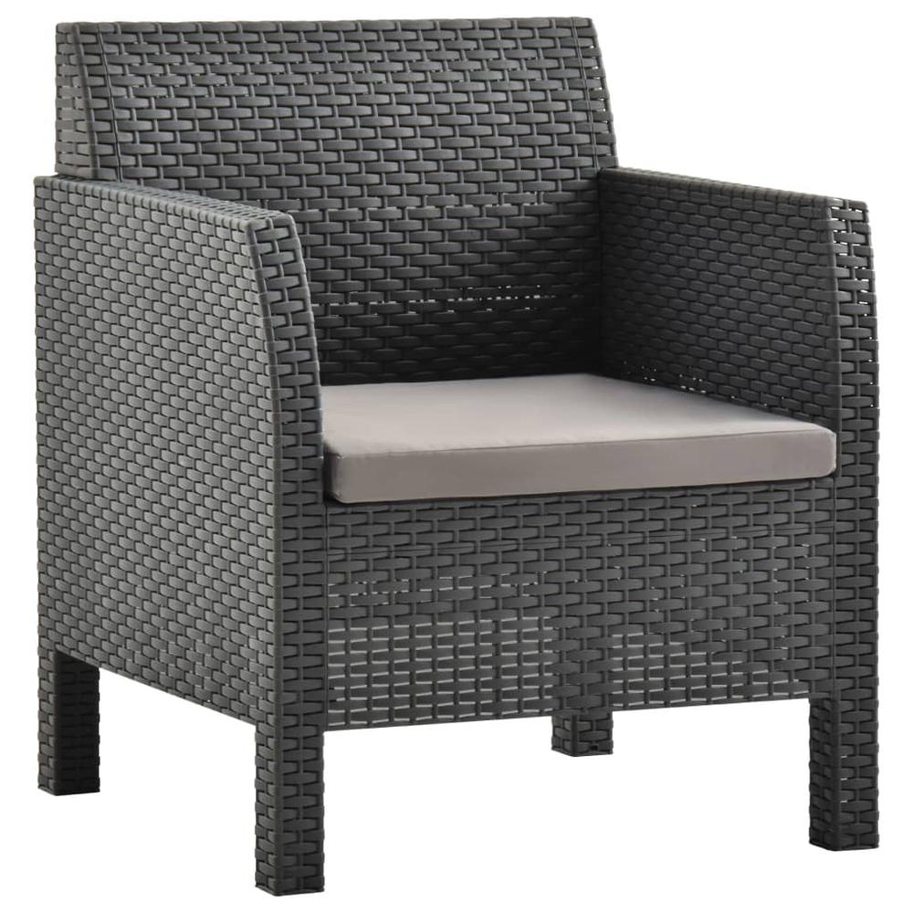 vidaXL 3 Piece Patio Lounge Set with Cushions PP Rattan Anthracite, 3079672. Picture 7