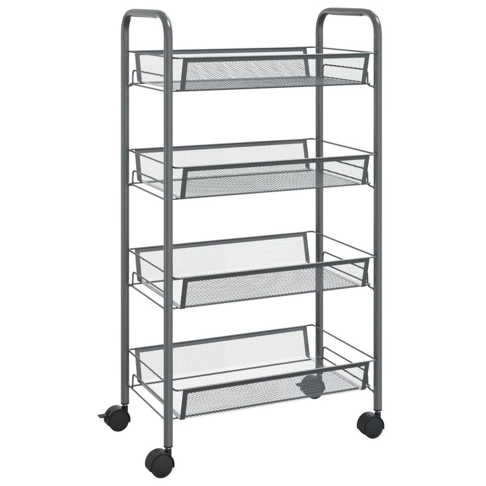 4-Tier Kitchen Trolley Gray 18.1"x10.2"x33.5" Iron. Picture 1