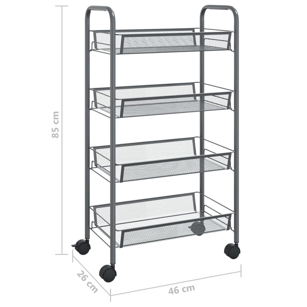 4-Tier Kitchen Trolley Gray 18.1"x10.2"x33.5" Iron. Picture 6