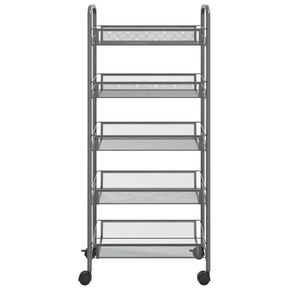 5-Tier Kitchen Trolley Gray 18.1"x10.2"x41.3" Iron. Picture 2