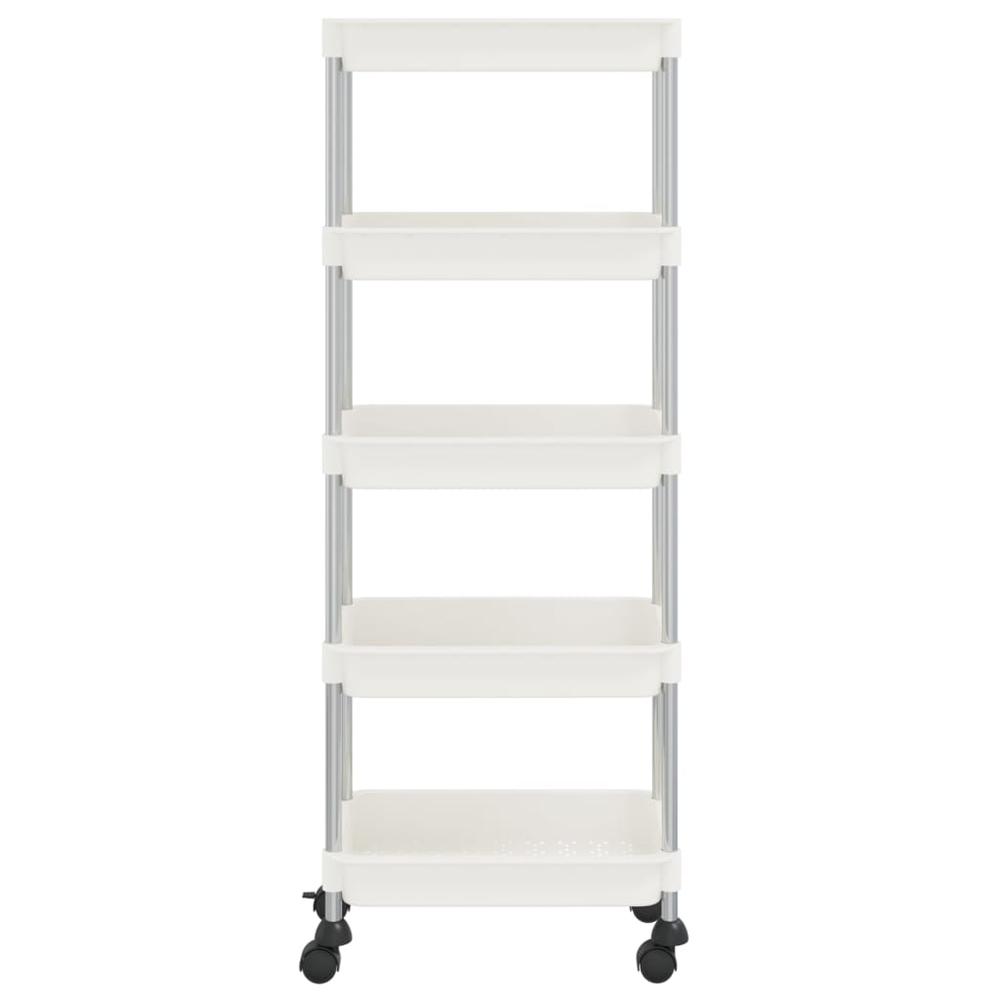 5-Tier Kitchen Trolley White 16.5"x11.4"x50.4" Iron and ABS. Picture 2