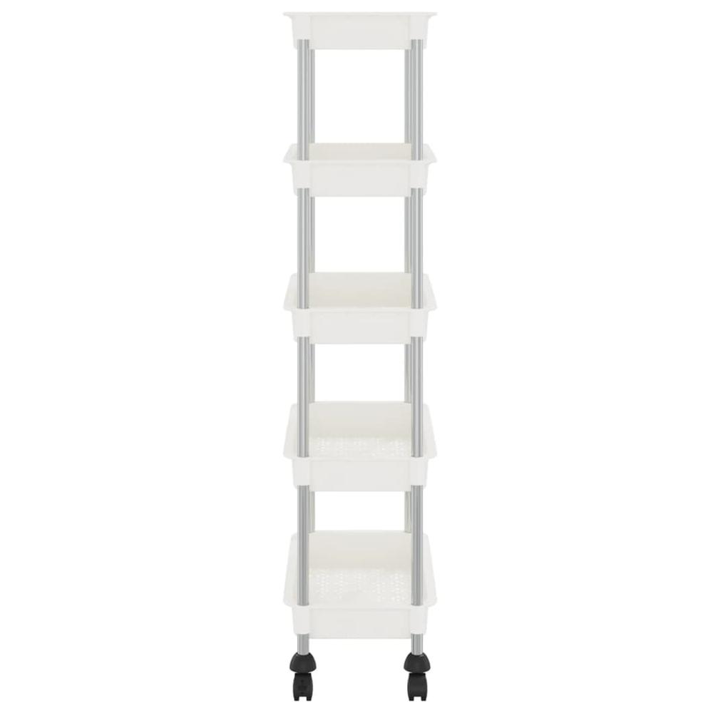 5-Tier Kitchen Trolley White 16.5"x11.4"x50.4" Iron and ABS. Picture 3