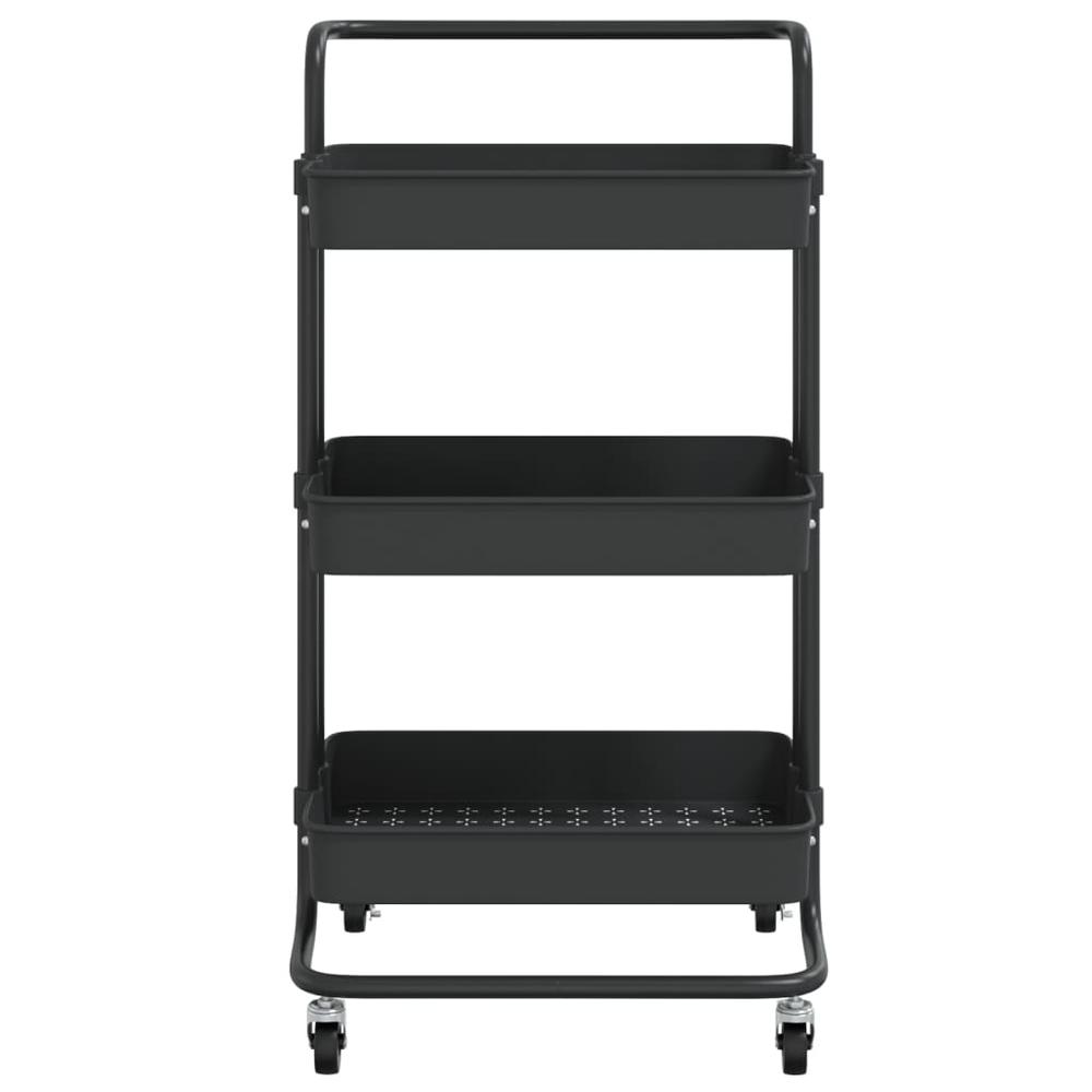 3-Tier Kitchen Trolley Black 16.5"x13.8"x33.5" Iron and ABS. Picture 2