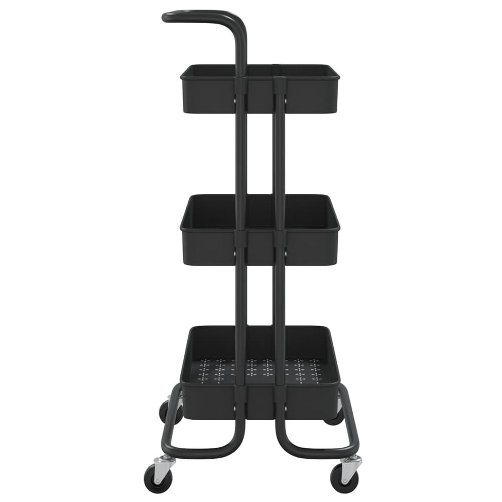 3-Tier Kitchen Trolley Black 16.5"x13.8"x33.5" Iron and ABS. Picture 3