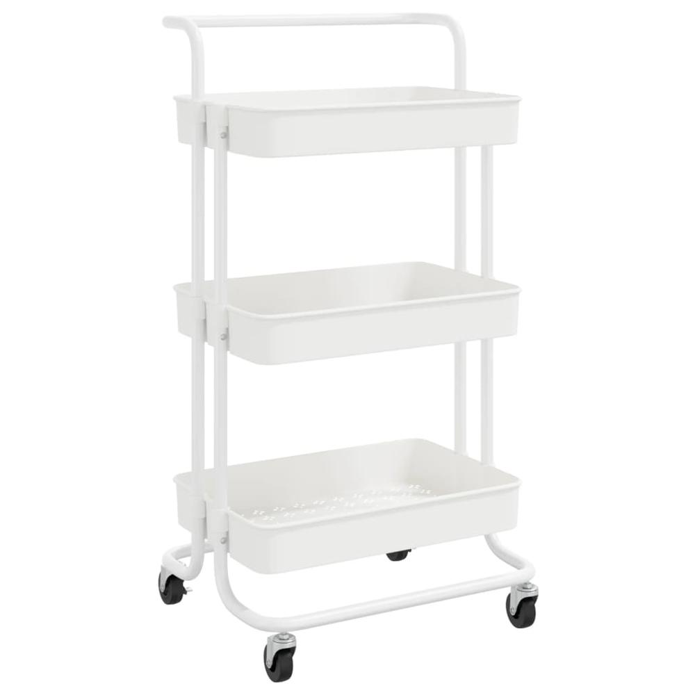 3-Tier Kitchen Trolley White 16.5"x13.8"x33.5" Iron and ABS. Picture 1