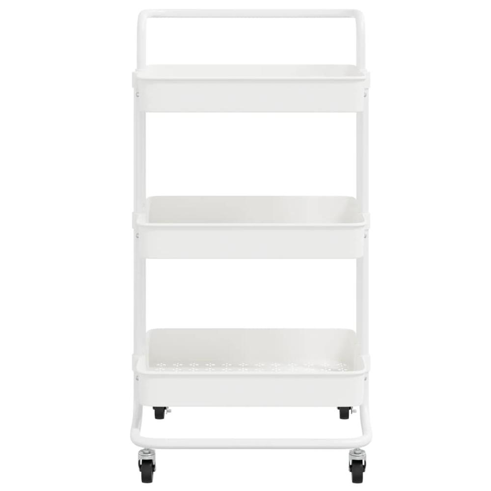 3-Tier Kitchen Trolley White 16.5"x13.8"x33.5" Iron and ABS. Picture 2