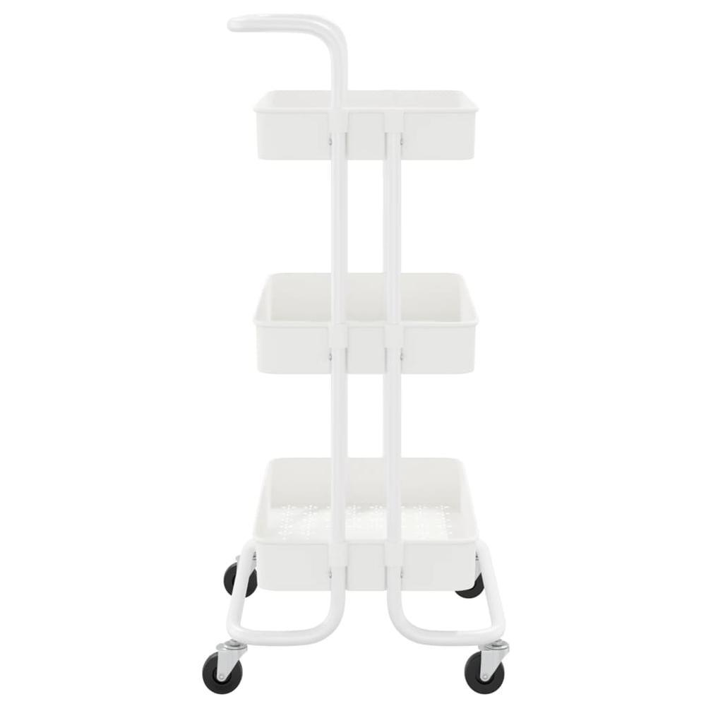 3-Tier Kitchen Trolley White 16.5"x13.8"x33.5" Iron and ABS. Picture 3