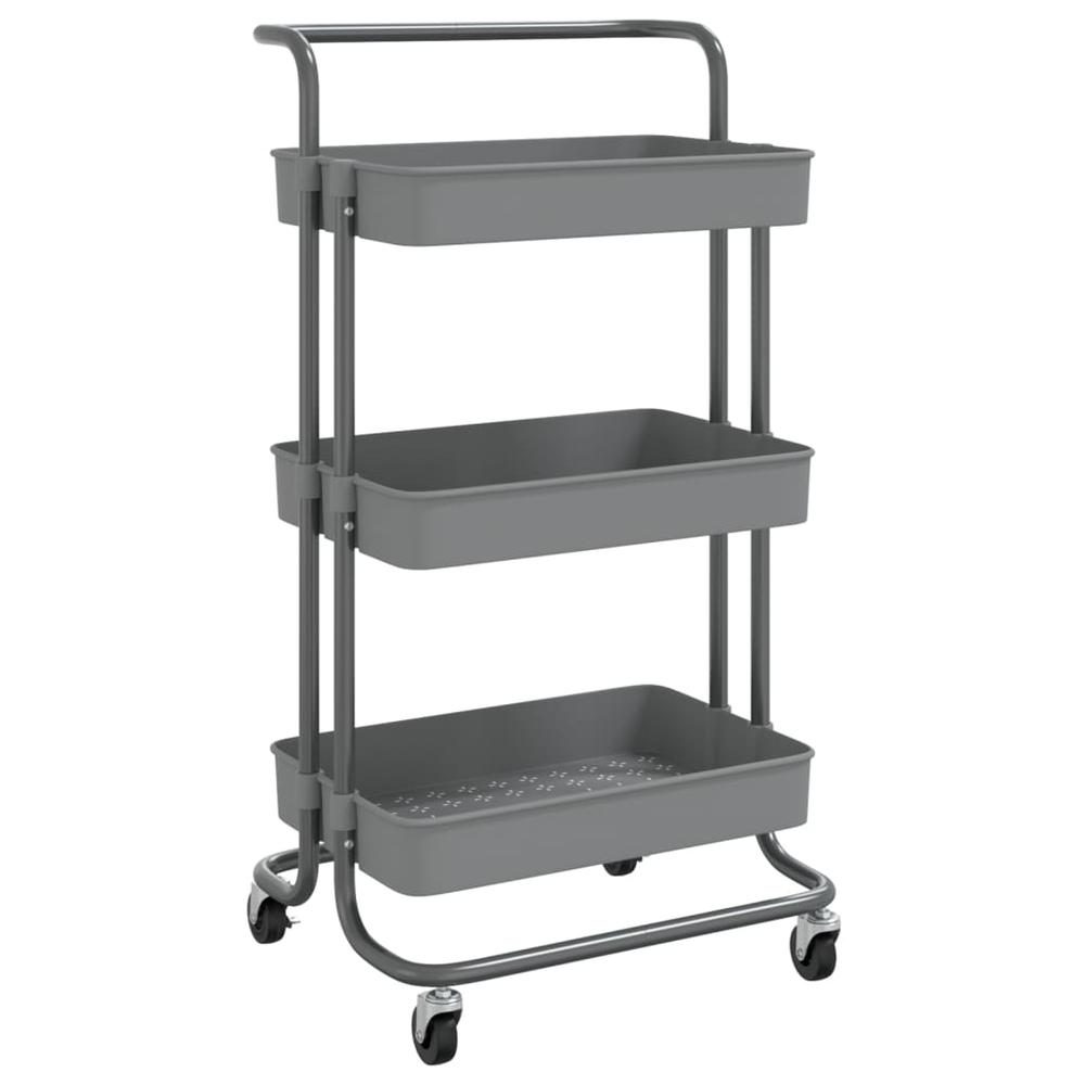 3-Tier Kitchen Trolley Gray 16.5"x13.8"x33.5" Iron and ABS. Picture 1