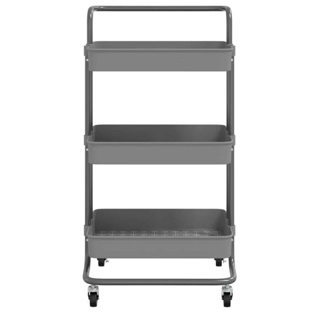 3-Tier Kitchen Trolley Gray 16.5"x13.8"x33.5" Iron and ABS. Picture 2