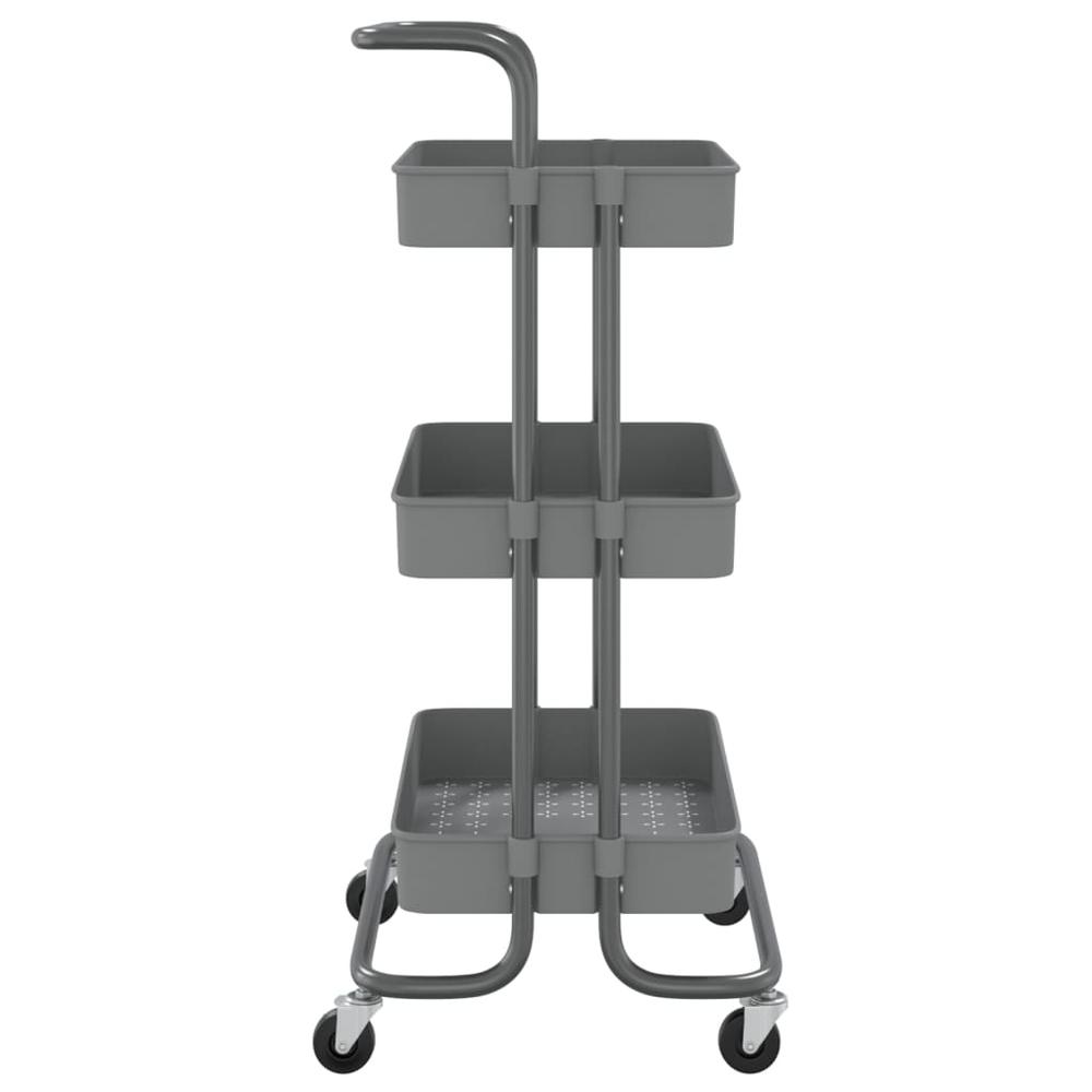 3-Tier Kitchen Trolley Gray 16.5"x13.8"x33.5" Iron and ABS. Picture 3