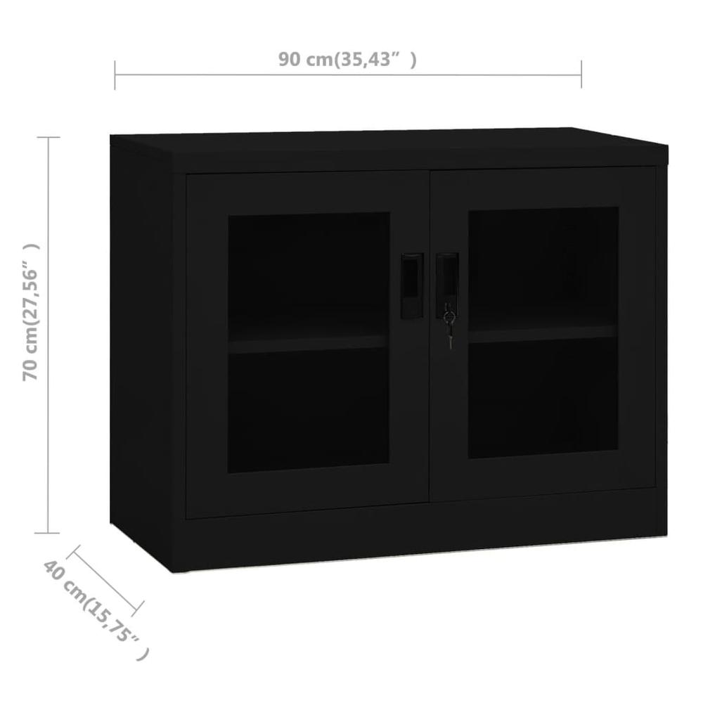 vidaXL Office Cabinet Black 35.4"x15.7"x27.6" Steel. Picture 9
