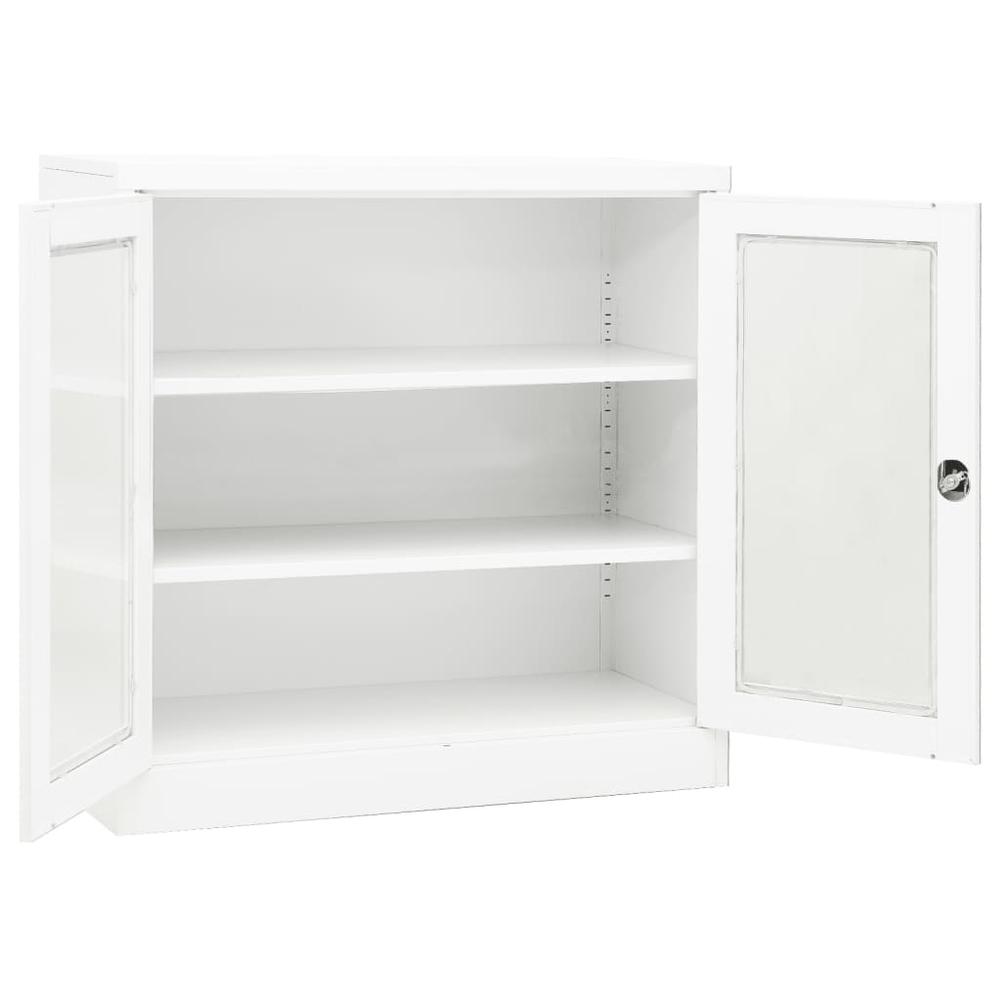 vidaXL Office Cabinet White 35.4"x15.7"x35.4" Steel. Picture 5