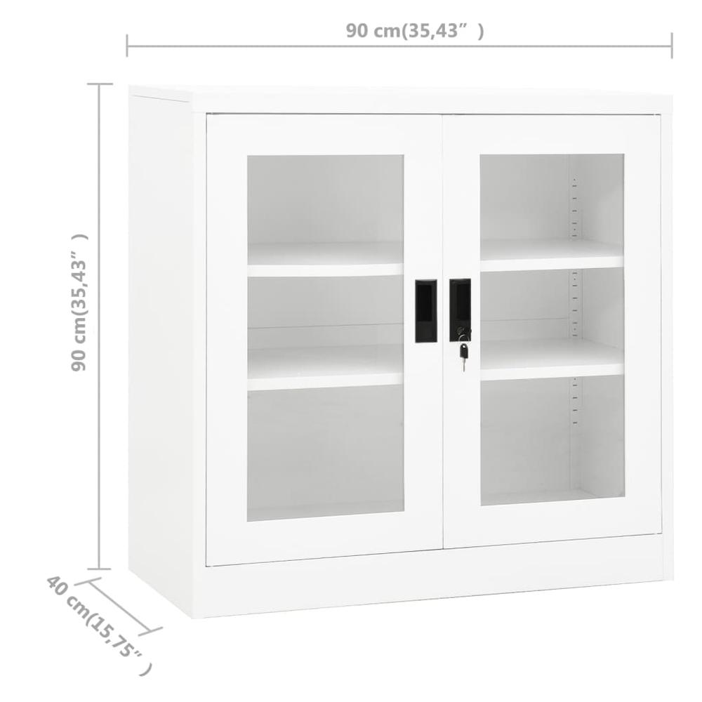 vidaXL Office Cabinet White 35.4"x15.7"x35.4" Steel. Picture 8