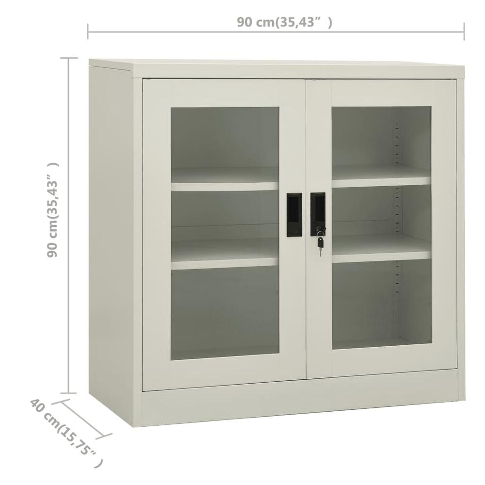 vidaXL Office Cabinet Light Gray 35.4"x15.7"x35.4" Steel. Picture 8