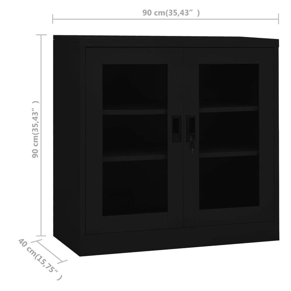 vidaXL Office Cabinet Black 35.4"x15.7"x35.4" Steel. Picture 8