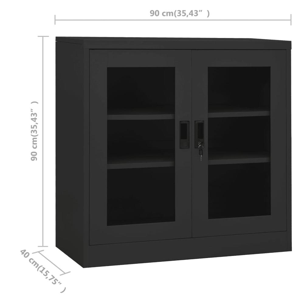 vidaXL Office Cabinet Anthracite 35.4"x15.7"x35.4" Steel. Picture 8