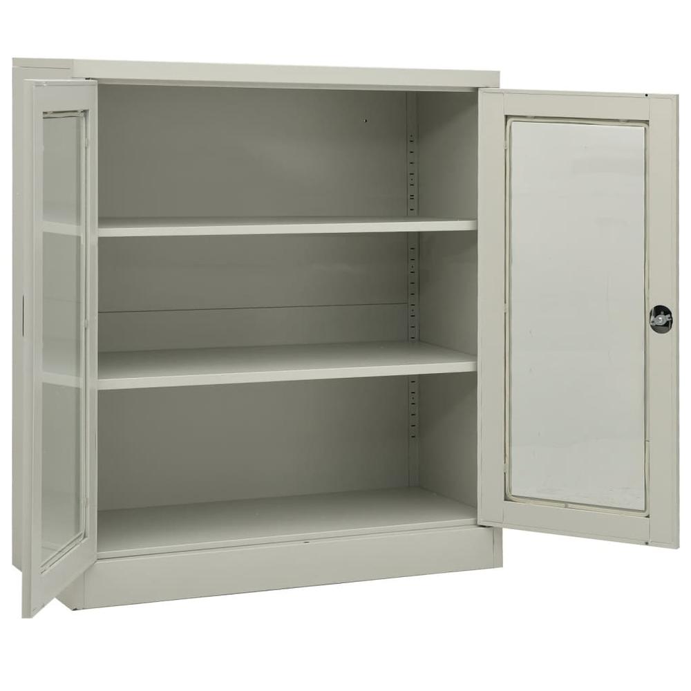 vidaXL Office Cabinet Light Gray 35.4"x15.7"x41.3" Steel. Picture 5