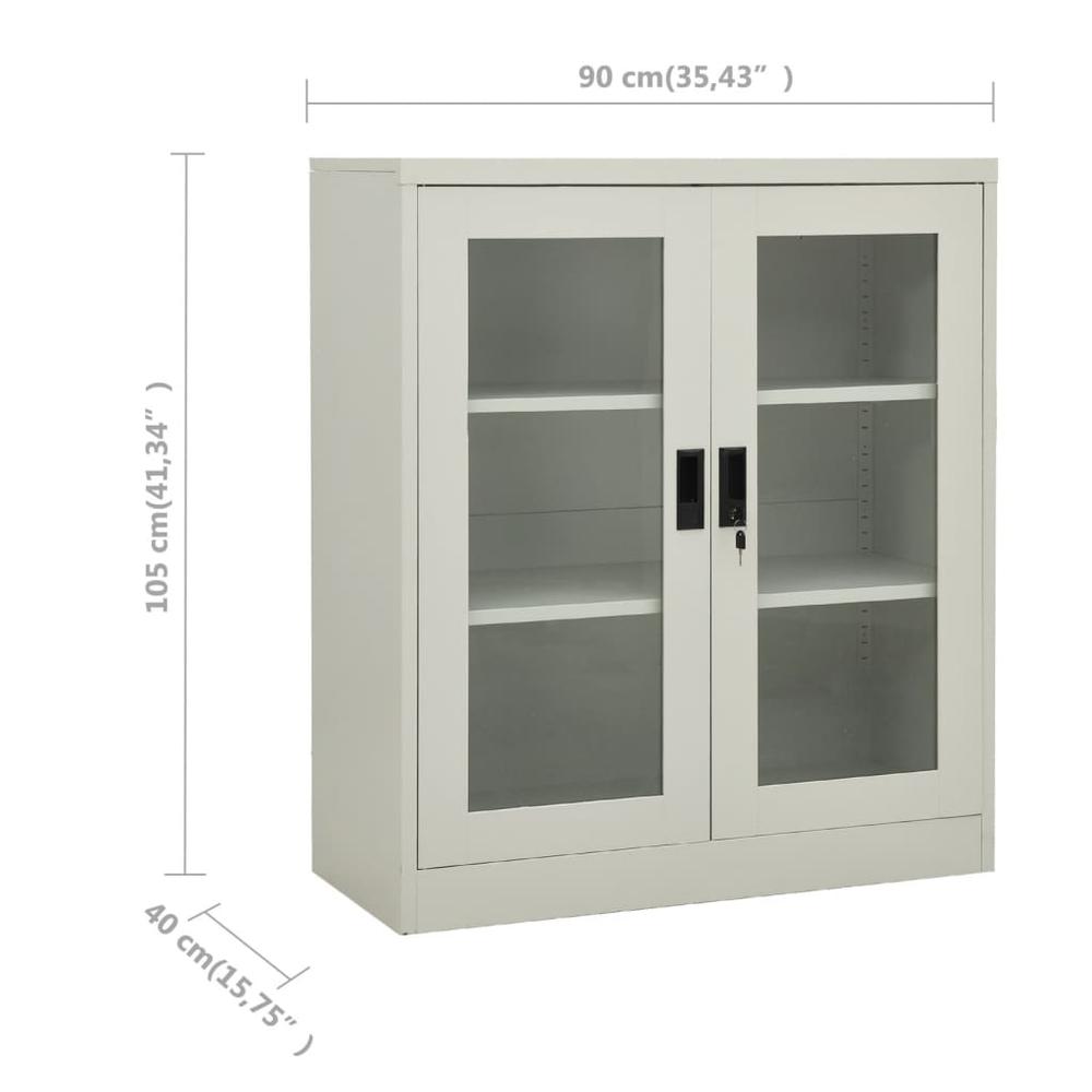 vidaXL Office Cabinet Light Gray 35.4"x15.7"x41.3" Steel. Picture 8