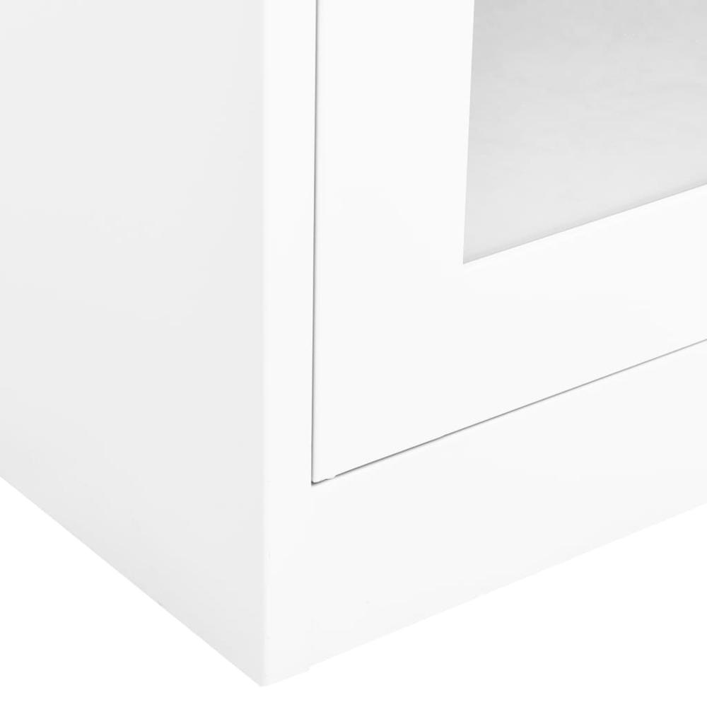 vidaXL Office Cabinet White 35.4"x15.7"x70.9" Steel and Tempered Glass, 335938. Picture 6