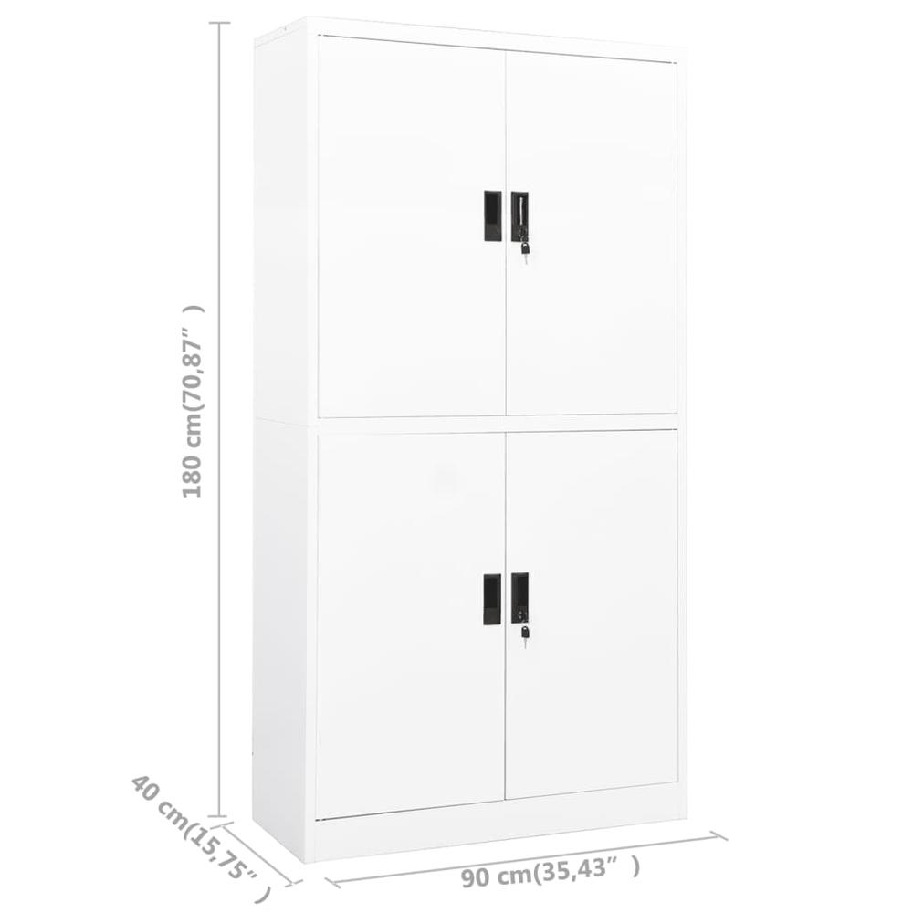 vidaXL Office Cabinet White 35.4"x15.7"x70.9" Steel, 335942. Picture 8