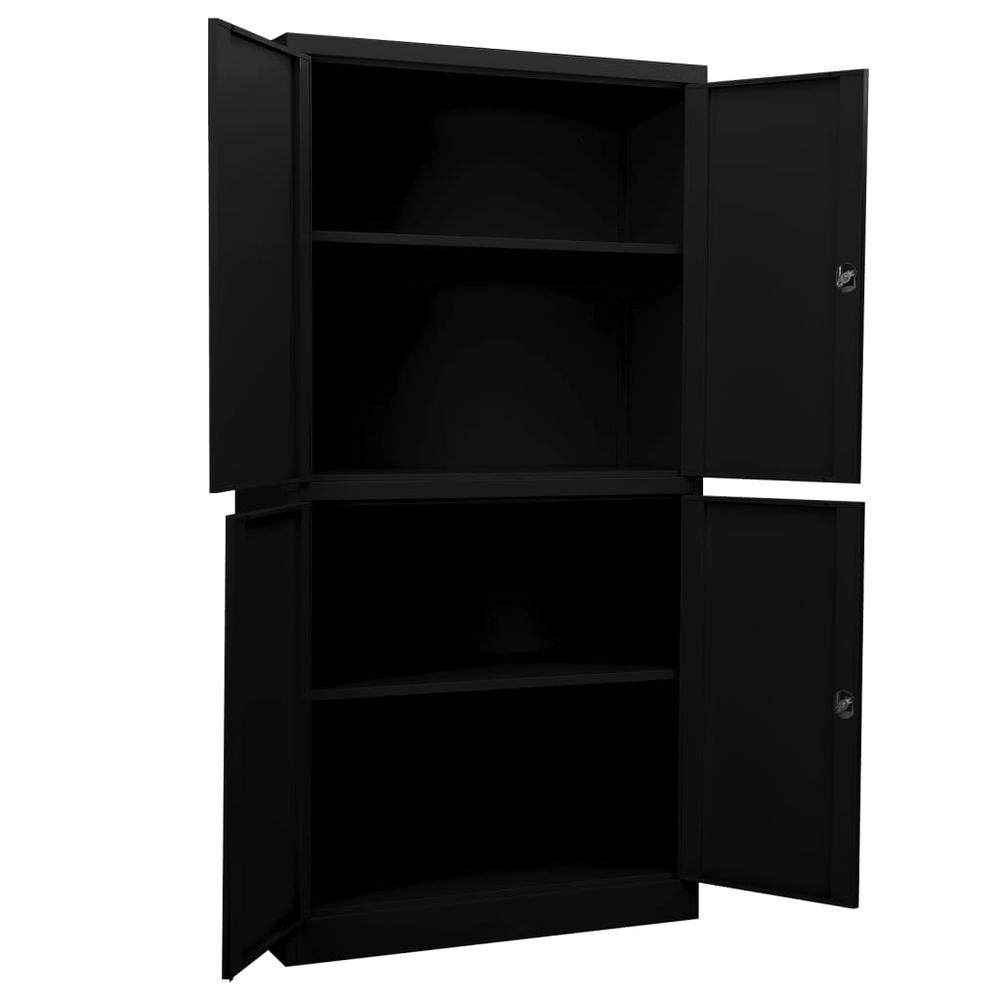 vidaXL Office Cabinet Black 35.4"x15.7"x70.9" Steel, 335944. Picture 5