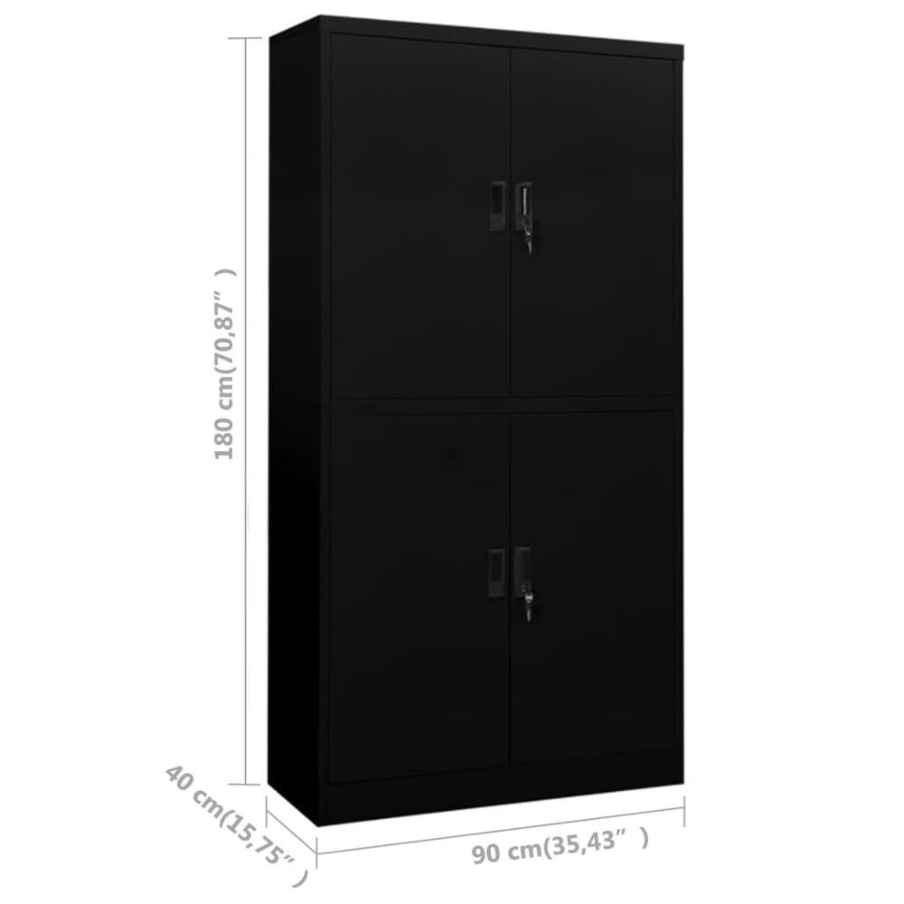 vidaXL Office Cabinet Black 35.4"x15.7"x70.9" Steel, 335944. Picture 8