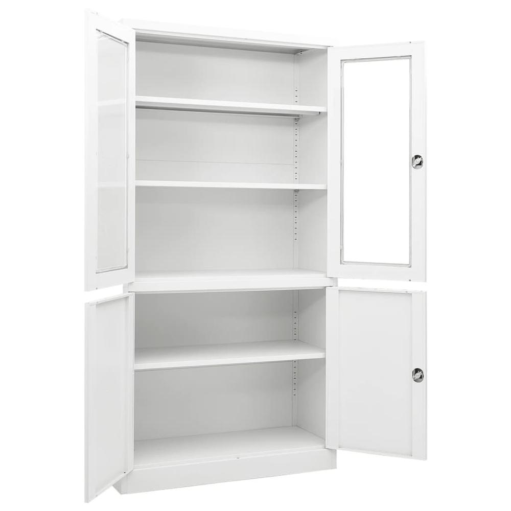 vidaXL Office Cabinet White 35.4"x15.7"x70.9" Steel, 335946. Picture 5