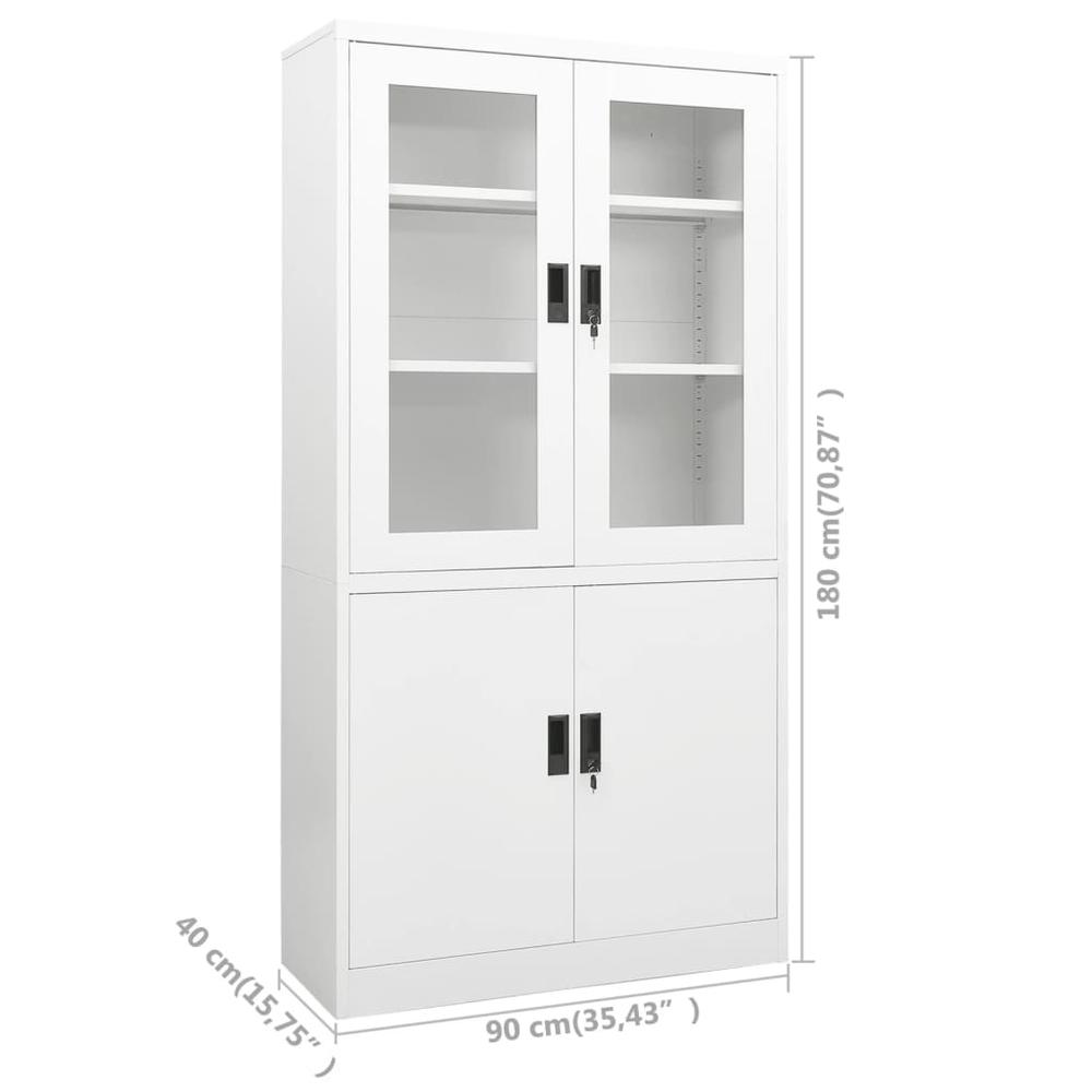 vidaXL Office Cabinet White 35.4"x15.7"x70.9" Steel, 335946. Picture 8