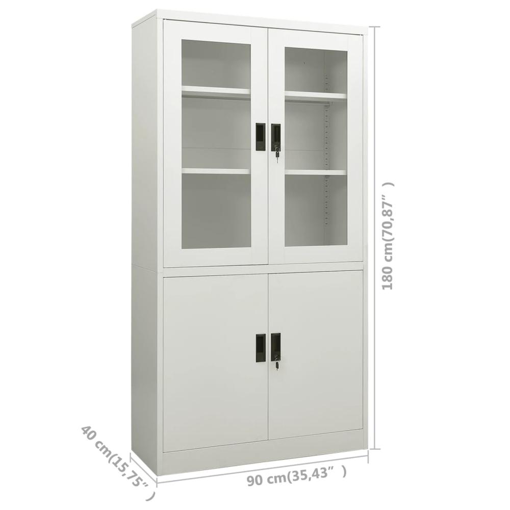 vidaXL Office Cabinet Light Gray 35.4"x15.7"x70.9" Steel, 335947. Picture 8