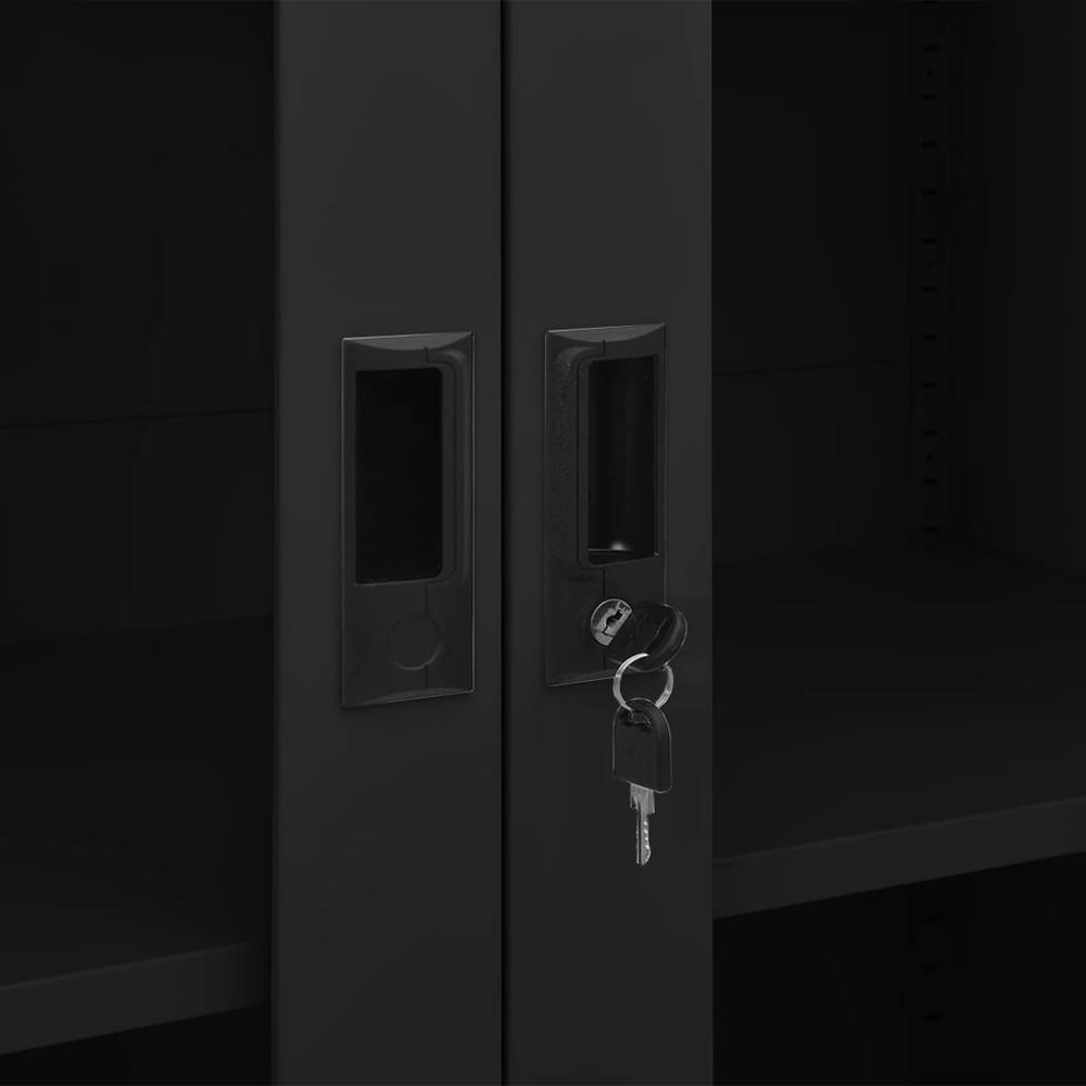 vidaXL Office Cabinet Black 35.4"x15.7"x70.9" Steel, 335948. Picture 6