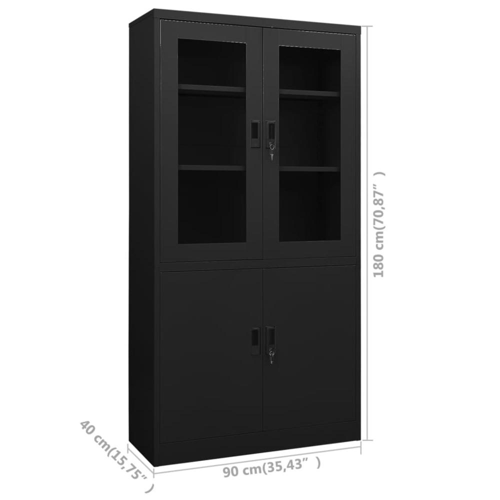 vidaXL Office Cabinet Black 35.4"x15.7"x70.9" Steel, 335948. Picture 8