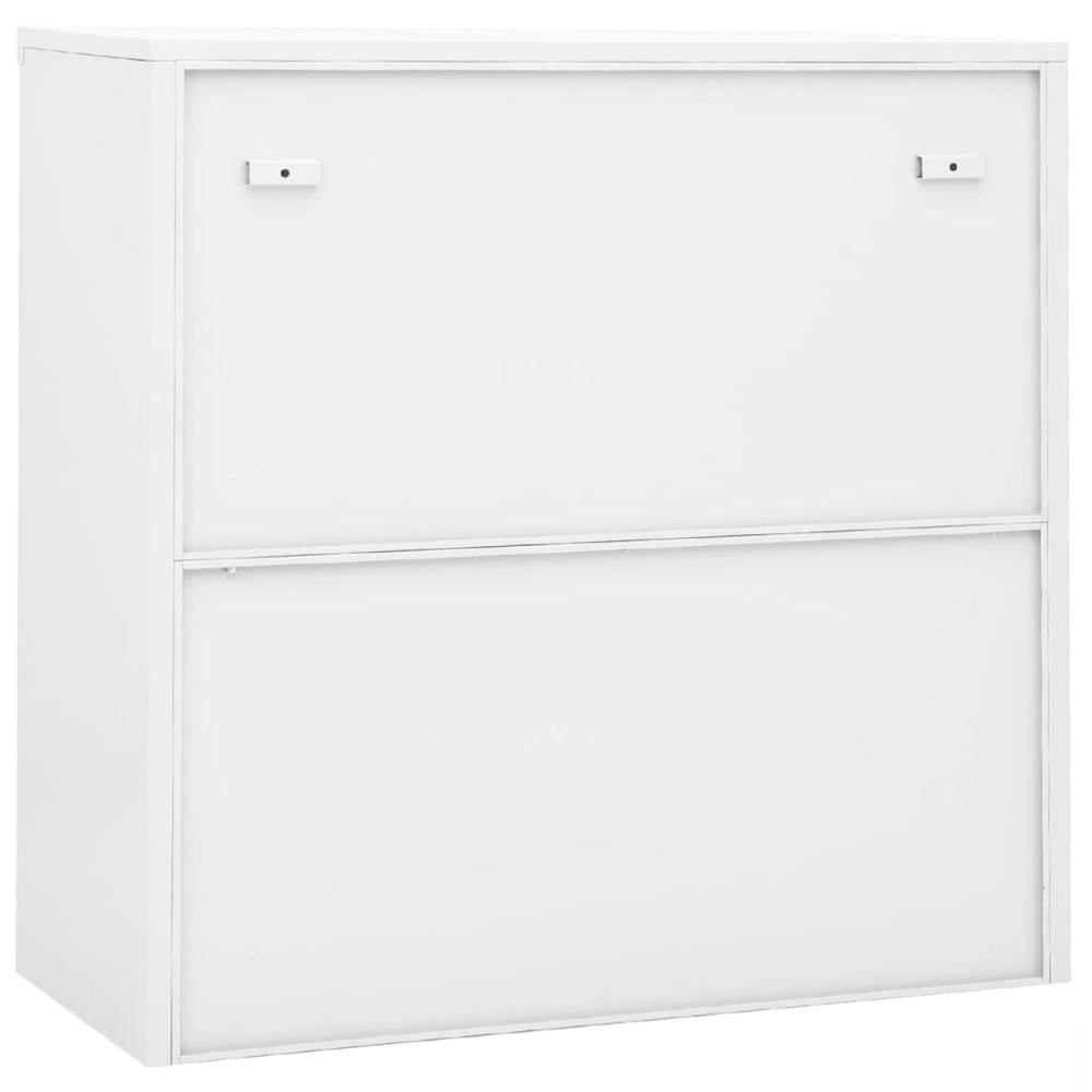 Office Cabinet with Sliding Door White 35.4"x15.7"x35.4" Steel. Picture 4