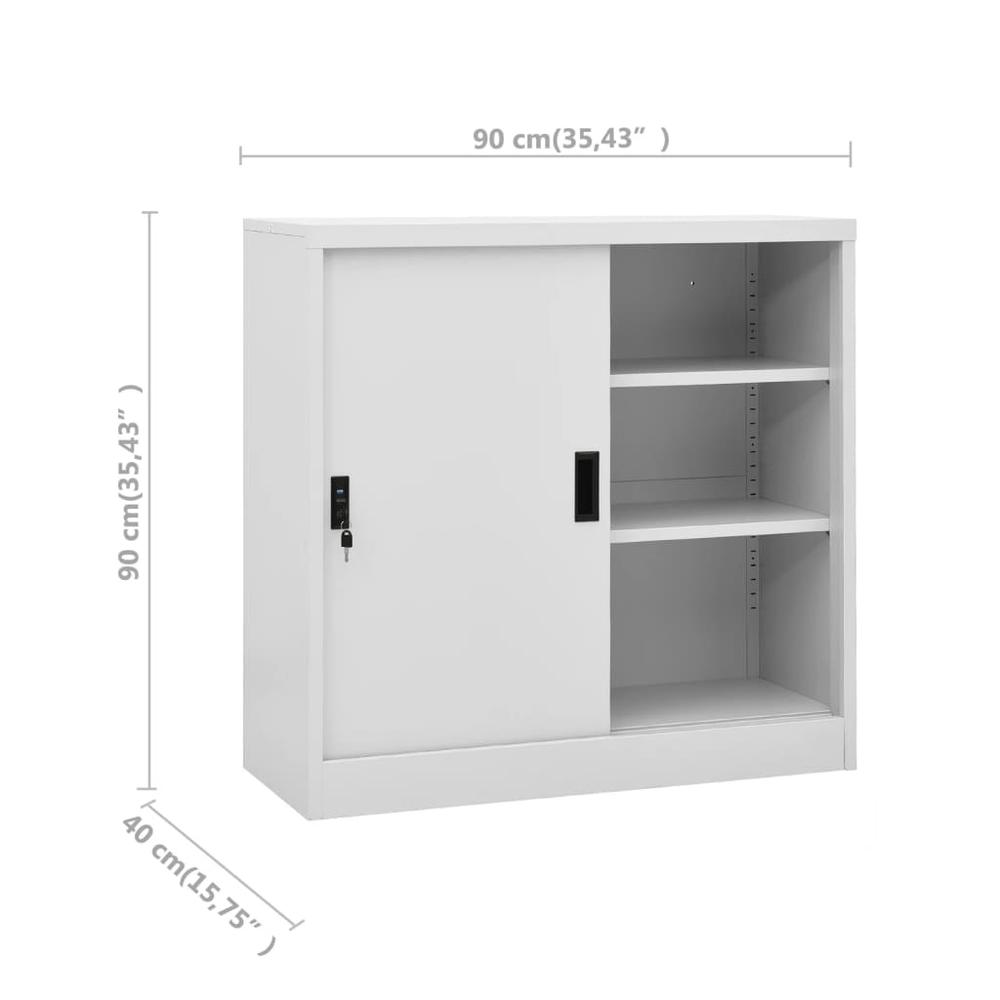 vidaXL Office Cabinet with Sliding Door Light Gray 35.4"x15.7"x35.4" Steel. Picture 8