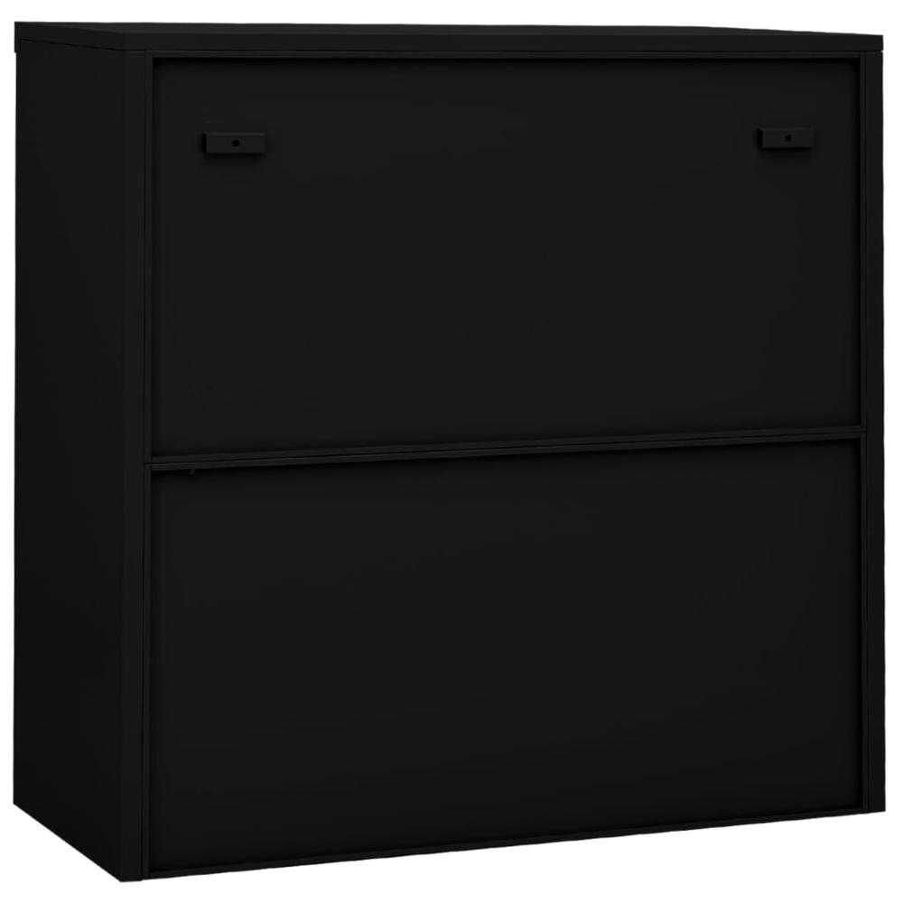 Office Cabinet with Sliding Door Black 35.4"x15.7"x35.4" Steel. Picture 4