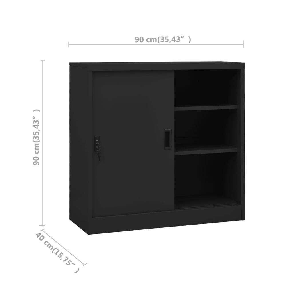 vidaXL Office Cabinet with Sliding Door Anthracite 35.4"x15.7"x35.4" Steel. Picture 8