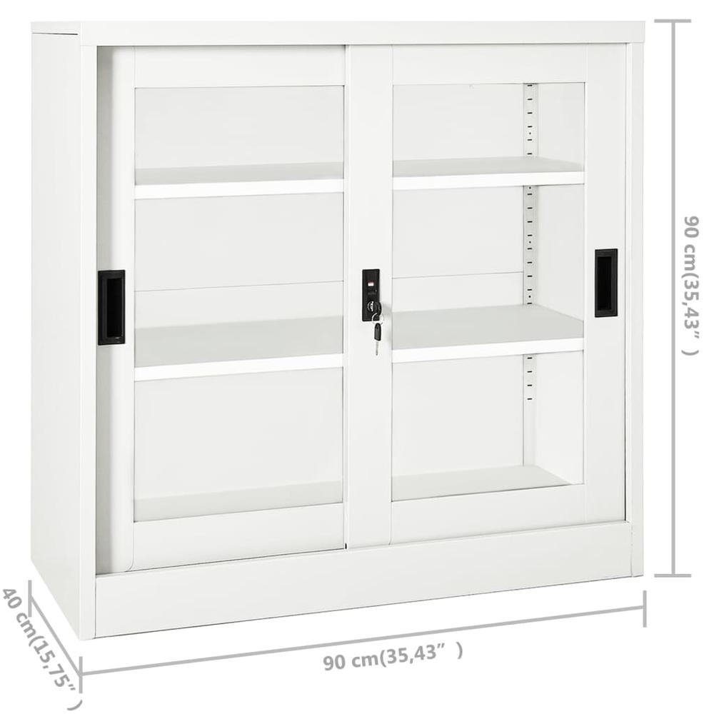 vidaXL Sliding Door Cabinet White 35.4"x15.7"x35.4" Steel, 335954. Picture 9