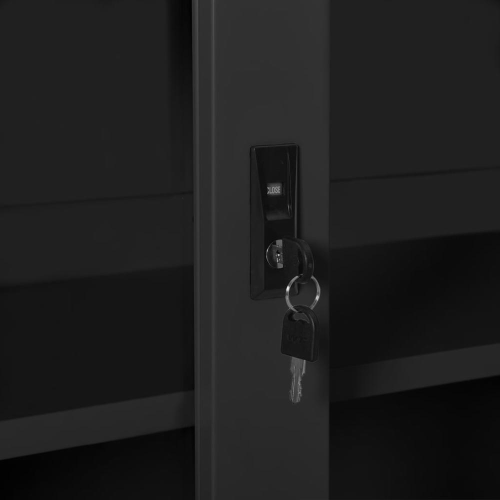 vidaXL Sliding Door Cabinet Anthracite 35.4"x15.7"x35.4" Steel. Picture 7