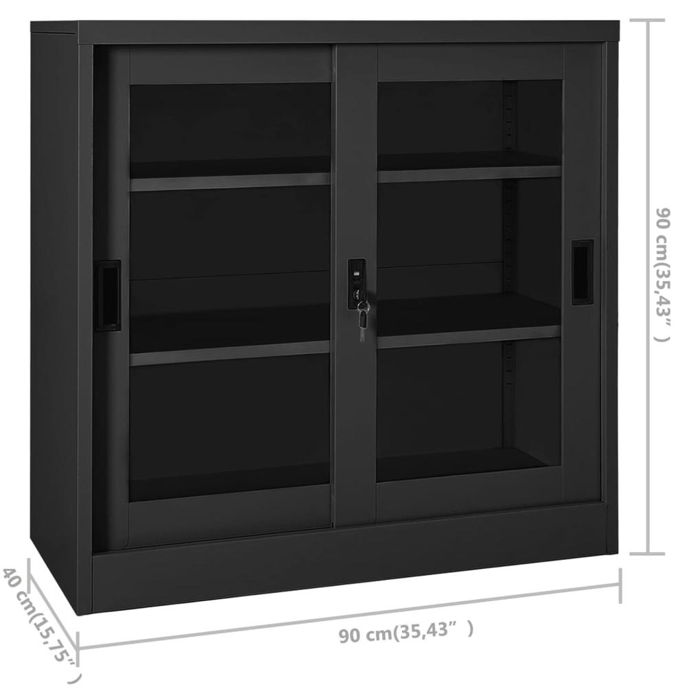 vidaXL Sliding Door Cabinet Anthracite 35.4"x15.7"x35.4" Steel. Picture 9