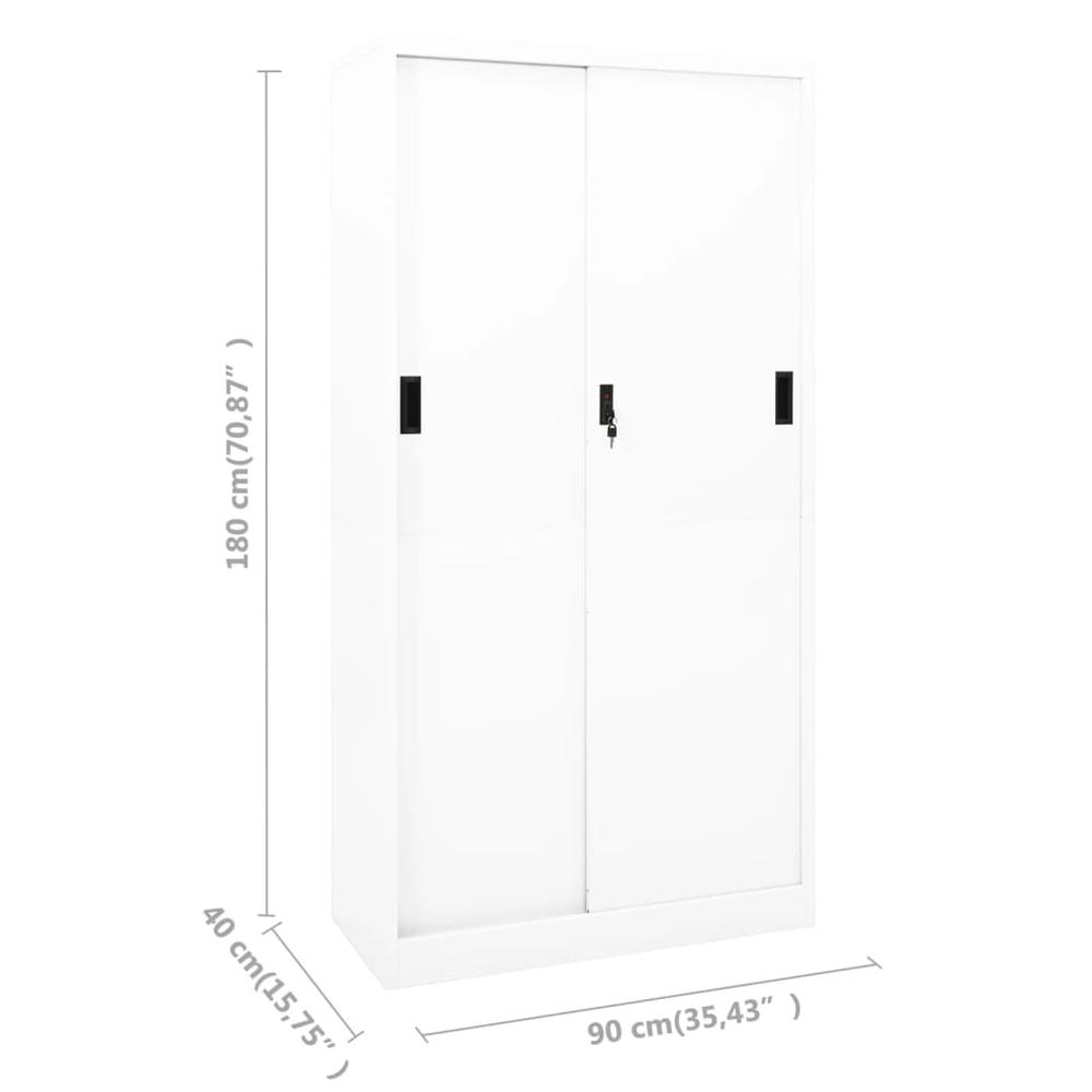 vidaXL Office Cabinet with Sliding Door White 35.4"x15.7"x70.9" Steel, 335958. Picture 9