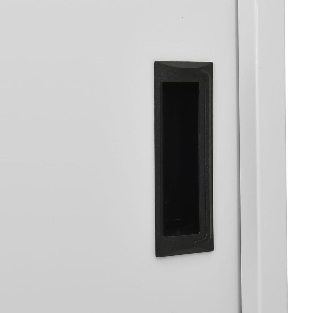 vidaXL Office Cabinet with Sliding Door Light Gray 35.4"x15.7"x70.9" Steel, 335959. Picture 7