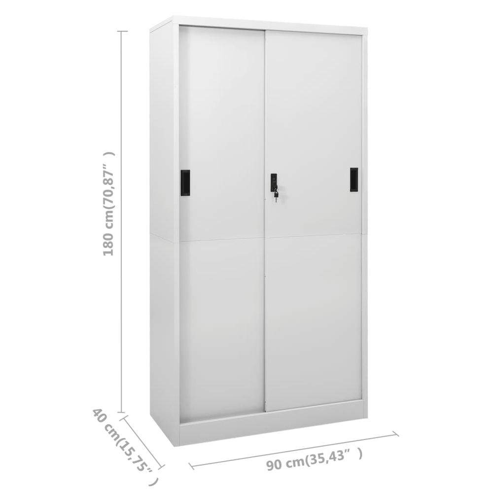 vidaXL Office Cabinet with Sliding Door Light Gray 35.4"x15.7"x70.9" Steel, 335959. Picture 9