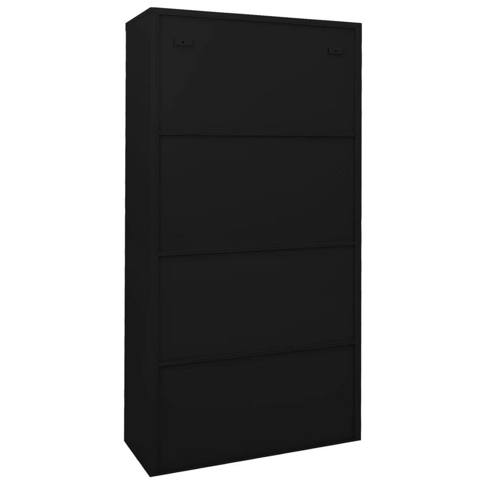 vidaXL Office Cabinet with Sliding Door Black 35.4"x15.7"x70.9" Steel, 335960. Picture 6