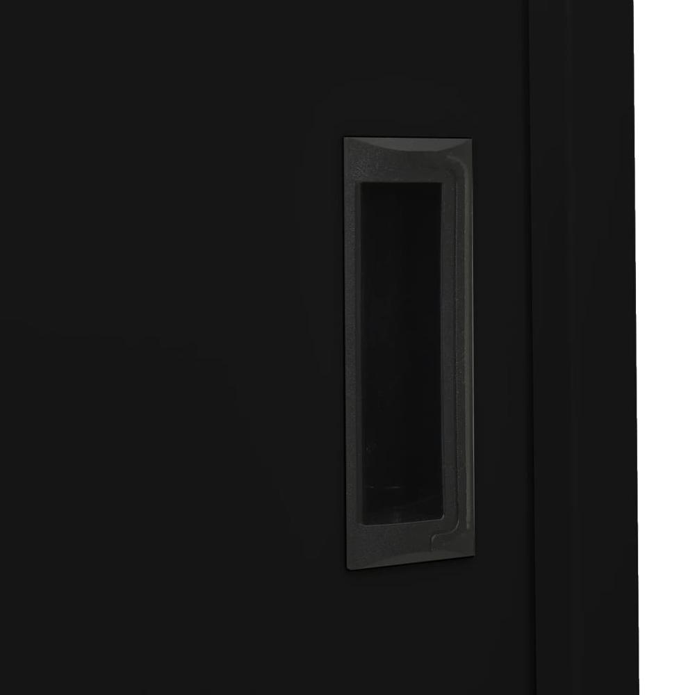 vidaXL Office Cabinet with Sliding Door Black 35.4"x15.7"x70.9" Steel, 335960. Picture 7