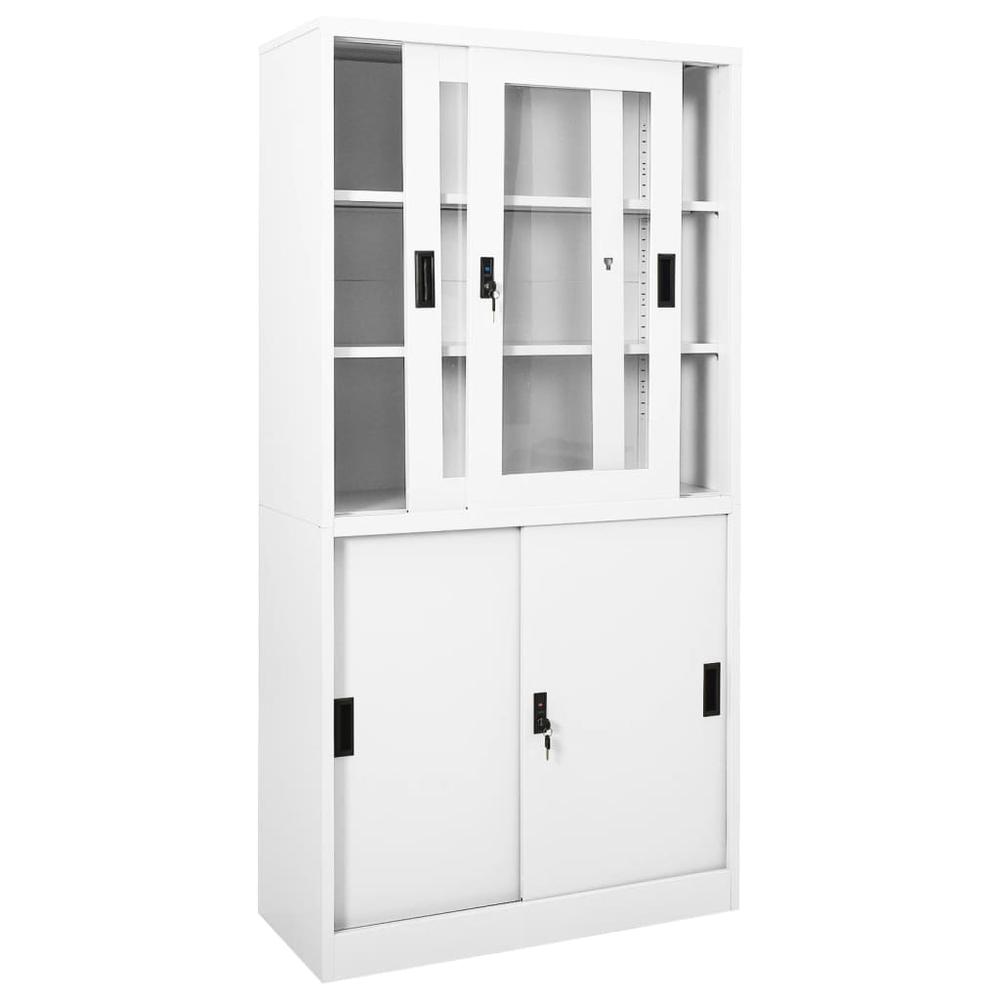 vidaXL Office Cabinet with Sliding Door White 35.4"x15.7"x70.9" Steel, 335962. Picture 5