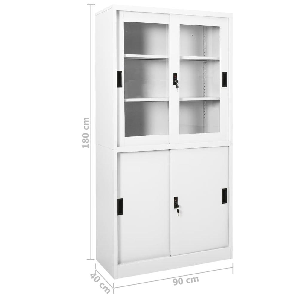 vidaXL Office Cabinet with Sliding Door White 35.4"x15.7"x70.9" Steel, 335962. Picture 8