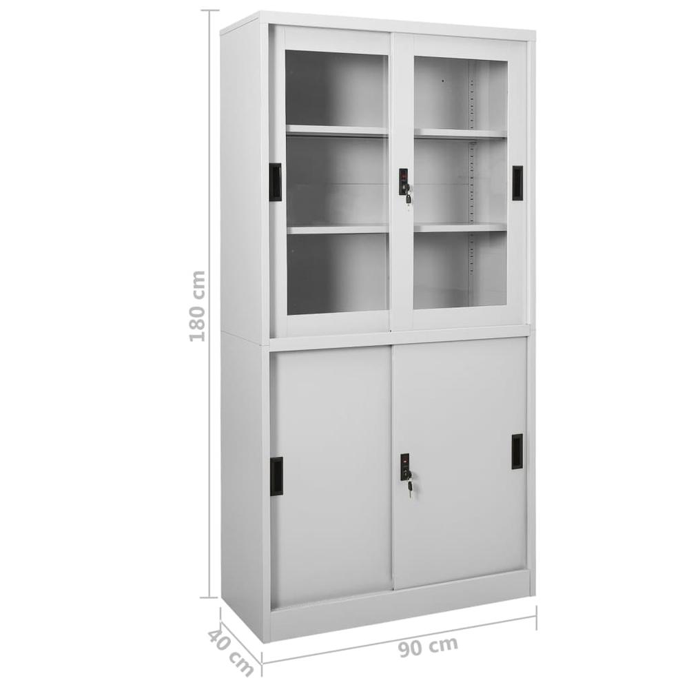 vidaXL Office Cabinet with Sliding Door Light Gray 35.4"x15.7"x70.9" Steel, 335963. Picture 8